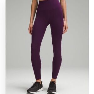 Lululemon Wunder Train 28” leggings, size 20, dramatic magenta